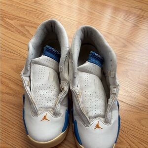 Jordan Sneakers in White and Blue with Orange Details